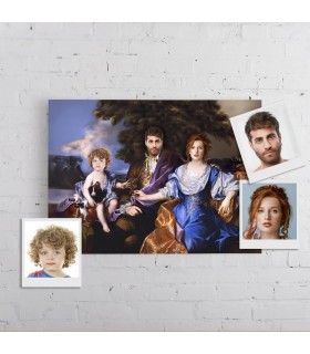 Portret personalizat - 3 persoane - Familie nobila