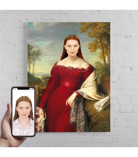 Portret personalizat - Doamna in rosu